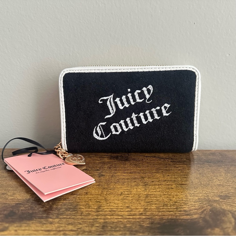 NWT Juicy Couture Gelato on the Beach Liquorice Angel Black White Wallet